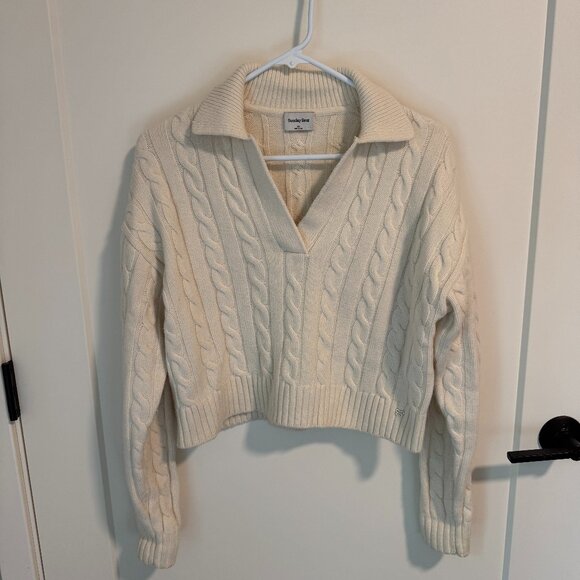 Aritzia Sunday Best Polo Sweater - XS [Whisper White] - Picture 3 of 6